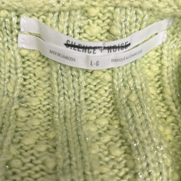 UO Silence + Noise Starlet Off-The-Shoulder Knit Top Lime Green Size Large New - Picture 8 of 10